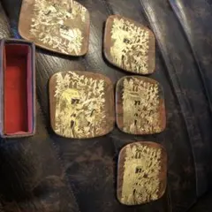 引退価格 エジプト ラクダ革 コースター 5枚セット レトロ ビンテージ