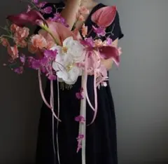 アーティフィシャルフラワー　ウエディングブーケとブートニアセット