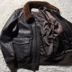 極美品■AVIREX フライトジャケット　 G-1 やぎ革　襟ボア　ブラウン　L