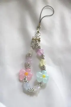 カラフル花モチーフ ストラップ