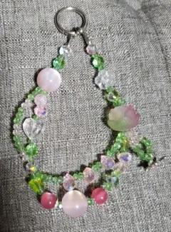 ハンドメイド チャーム ピンク グリーン
