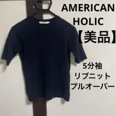 【美品】 AMERICAN HOLIC 5分袖リブニットプルオーバーのサムネイル