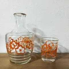 花柄デキャンタ グラスのセット アデリア 昭和レトロ 水差し