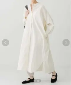 kagure かぐれ　コットンシャツワンピース　バンドカラー　アイボリー