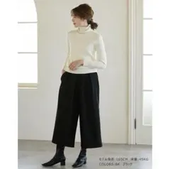 ウールライク タック入りワイドパンツ