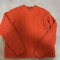 UNIQLO/ユニクロ【ケーブルクルーネックセーター（長袖）L レッド】ニット