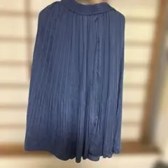 ロング プリーツスカート ブルー ウエストゴム フリーサイズ きれいめ
