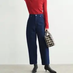 LOUNIEラメカーヴィハイウエストデニムパンツ