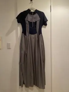 【2025SS】新品メゾンスペシャル 半袖ロングワンピース ネイビー×グレー M