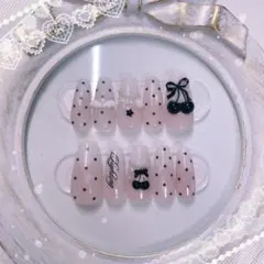 【No.①】 ネイルチップ オーダー ブラックチェリーネイル