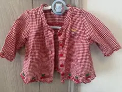 ミキハウス　赤と白のチェック柄 シャツ 80センチ