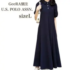 GeeRA別注　U.S. POLO ASSN.　ポロ衿ワンピ―ス　L ネイビー