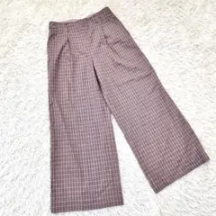 美品✨ シンクロ クロッシングズ ワイドパンツ 38【M】チェック柄ウール100