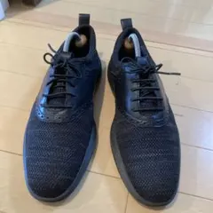 コールハーン　ブラックメッシュレザーシューズ