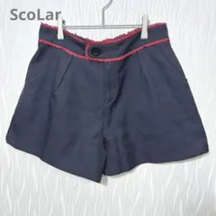 ScoLar スカラー ショートパンツ M ネイビー レースデザイン 美品のサムネイル