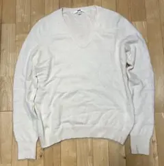 【UNIQLO】カシミヤ100% Vネックセーター（長袖） M オフホワイト