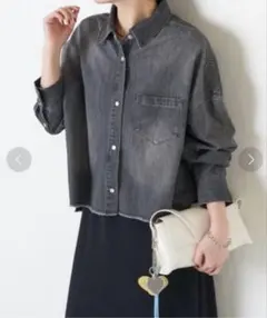 美品 2025 Q.anos キュアノス　スナッピングデニムシャツ　ブラック