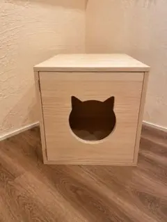 犬小屋 猫ハウス 木製 ペットハウス トイレカバー 隠す収納 室内用 扉付のサムネイル