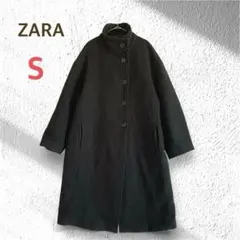 ZARA ザラ ハイネック ロングコート ブラック S アウター ウールコート