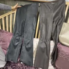 ZARA 本革フレアパンツ 2色セット Sサイズ