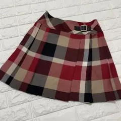 【極美品】ブルー レベルクレストブリッジ チェックプリーツスカート 36