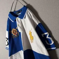 ポロラルフローレン ポロシャツ 左右非対称 デカロゴポニー刺繍 ワッペン 人気L