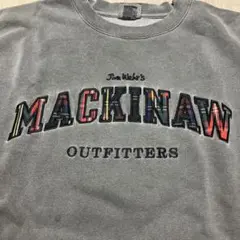 海外古着　刺繍スウェット　ロゴ　チェック　ビッグサイズ　XXL