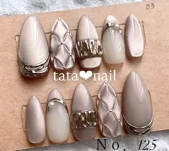 125【メル便込】ホワイトパープルマグネットネイル