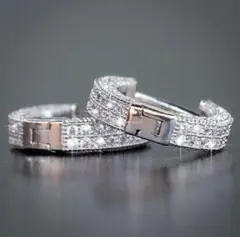 フープピアス キュービックジルコニア CZダイヤモンド シルバー