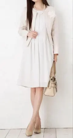 【3点セット　スーツ】ノーカラージャケット＆ワンピース＆スカート　セレモニー