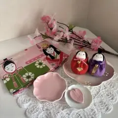 ひな祭り　桜　お皿　風呂敷 さとうひろみ 立雛 雛人形お手玉　まとめてセット