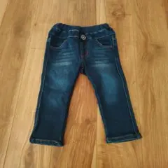 ダークブルーデニムパンツ ウエストゴム付き　裏起毛