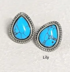 男女兼用✨ 雫型 涙型 ターコイズ風 ピアス ヴィンテージ ブルー 青