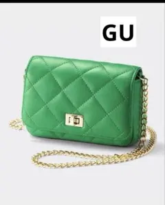 GU キルティングミニショルダーバッグ　グリーン