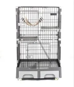 猫 ケージ キャットケージ 2段 猫トイレ付 キャスター付 ハンモック付 新作のサムネイル