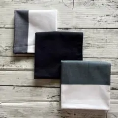 ハンドメイド　ランチクロス　ランチョンマット　紺色　白　緑　オシャレ　シンプル