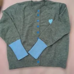 大人気 完売商品 グレー水色リブニットカーディガン M L