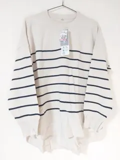 しまむら　ストライプデザイン ベージュニット