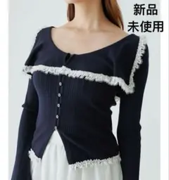 Snidel ビッグカラーレーストリムニットプルオーバー