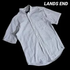00s LANDS END シアサッカー・ストライプ半袖BDシャツ 85501のサムネイル
