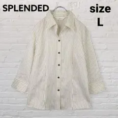 ストライプ柄 シャツ 七分袖 11号 ゆったり オフホワイト系