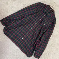Leilian チェック柄シャツ グリーン 9号 カジュアル 着まわし 羽織り