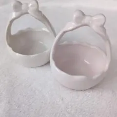 リボン付き陶器小物入れ 2個セット