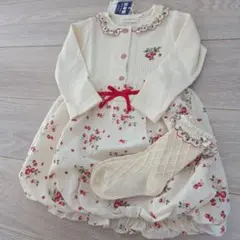 【未使用品】センスオブワンダー　野いちごバルーンワンピース&靴下 90cm