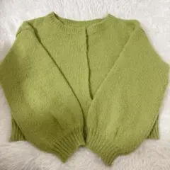 VANNIE U ライトグリーン ニットカーディガン 長袖　ショート丈　緑