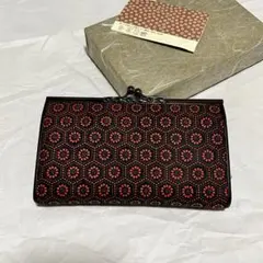 【美品】 印傳屋 がま口 財布 鹿革 漆 本革 日本製 コインケース 伝統工芸
