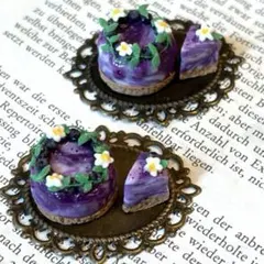 ミニチュアフード　ブルーベリーマーブルムースケーキセット2 訳あり