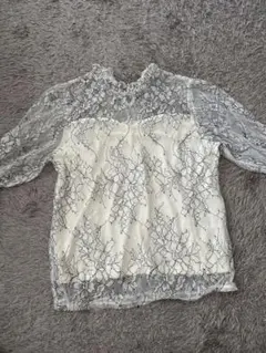 レース フリルネック ブラウス