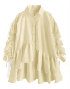 GRL ドロストスリーブティアードミニシャツワンピース[ai54]