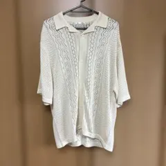 GU 透かし編み 半袖カーディガン ホワイト Mのサムネイル